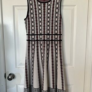 Vince Camuto Tribal Pattern Midi Dress - Black, White, Red